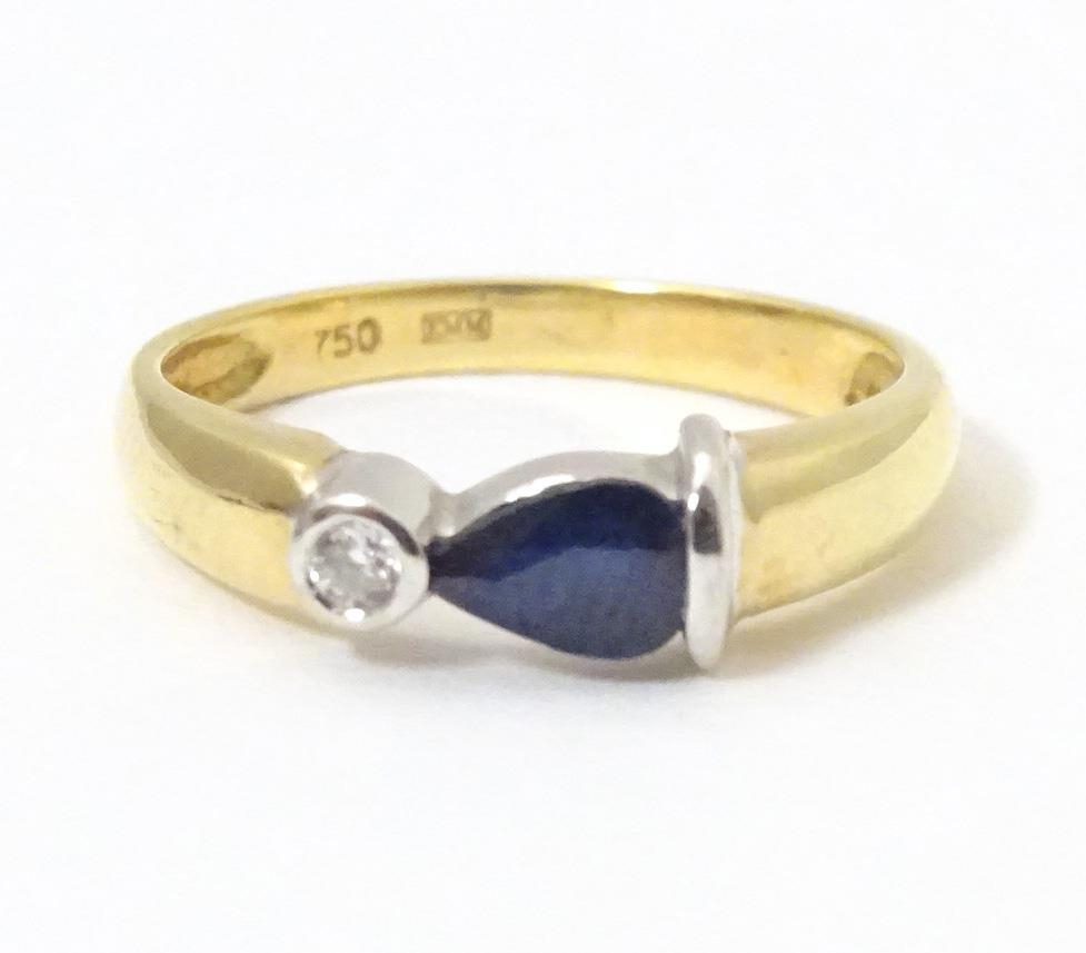 An 18ct gold ring set with sapphire and diamond. Ring size approx. L Please Note - we do not make - Image 6 of 6