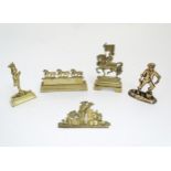 A quantity of assorted cast fireplace / fireside / chimney ornaments to include the god Mercury /