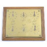 Toy: A 19thC brass games score board, with six dials numbered 0-9, entitled Tens, THs and HDs,