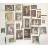 A quantity of late 19th / early 20thC photographs, prints, and postcards depicting portraits, erotic