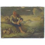 19th century, Italian School, Oil on canvas, A fisherman pulling a thorn from his foot with a dog