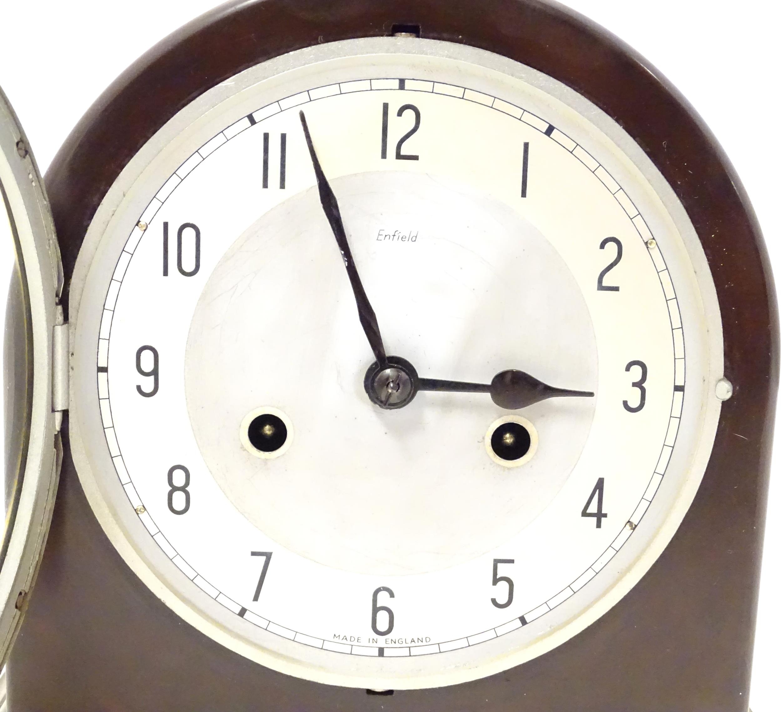 An Art Deco Smiths Enfield Bakelite cased mantel clock 8" high Please Note - we do not make - Image 7 of 13