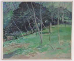 Margaret Cannon, 20th century, Oil on canvas, Ash & Yew, A study of trees. Signed and dated (19)87