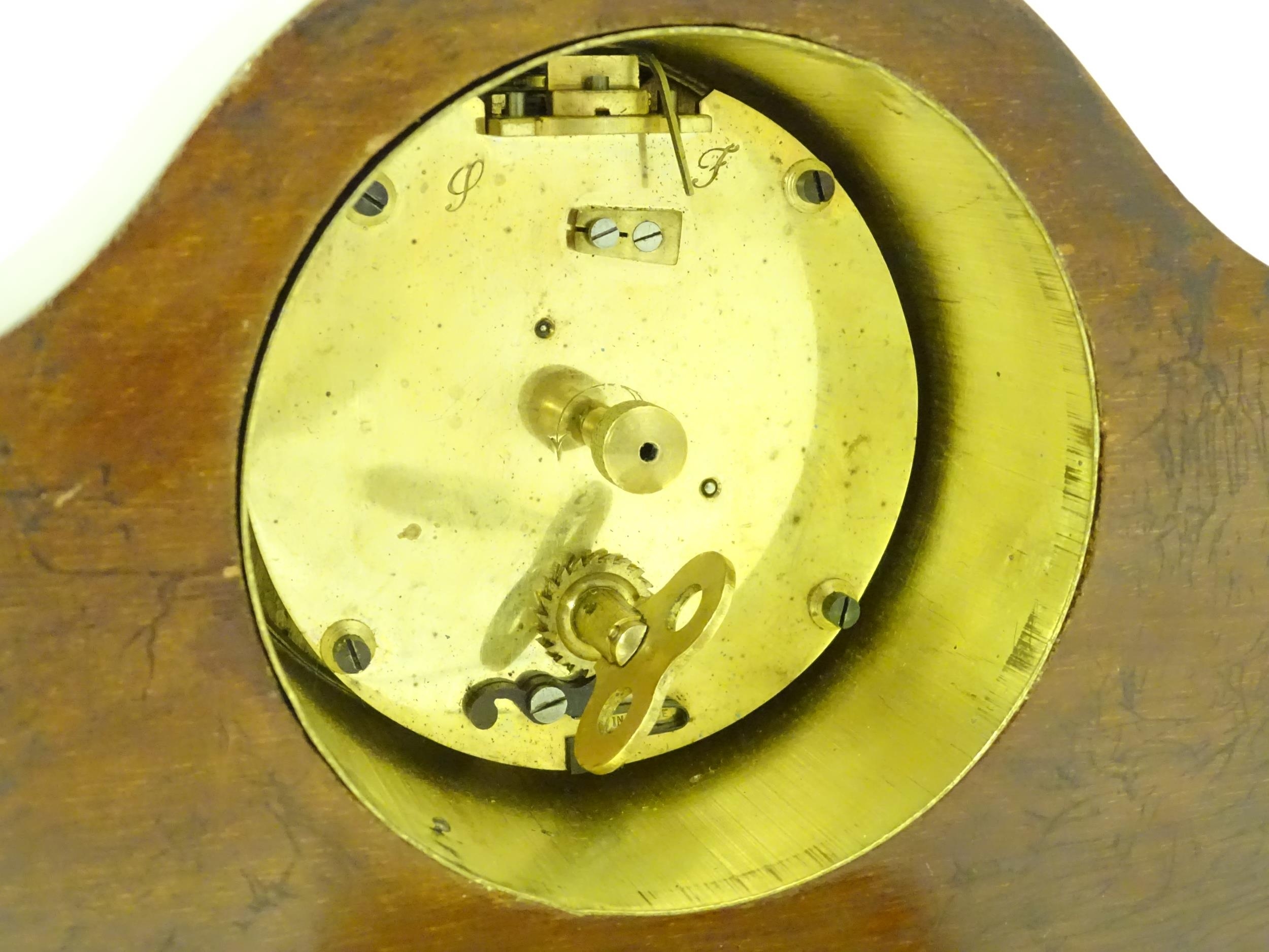 A 20thC mantel clock with French movement. 7 1/2" wide Please Note - we do not make reference to the - Image 7 of 10
