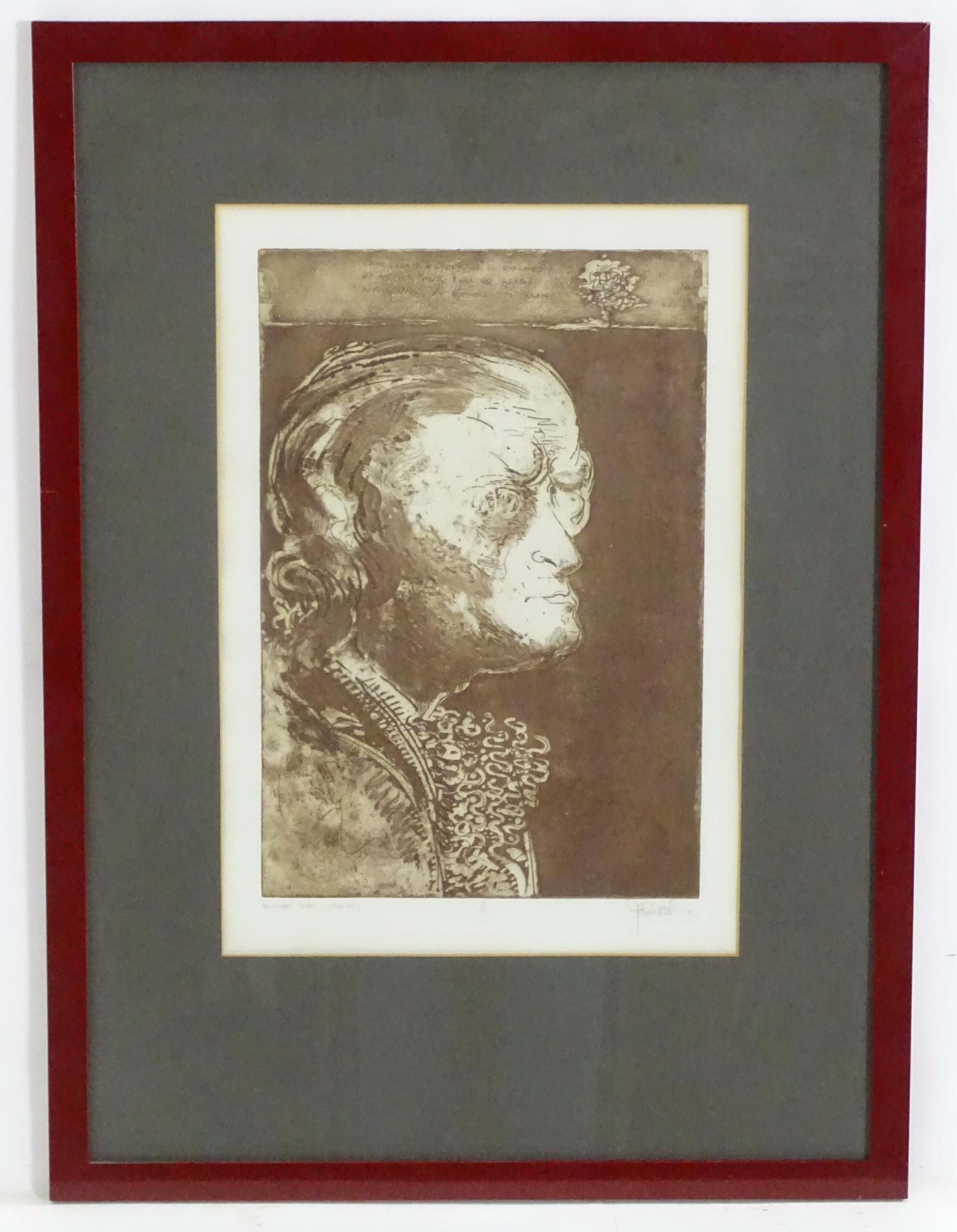 John William Mills (b. 1933), Limited edition etching, William Blake - Visionary. Signed, titled,