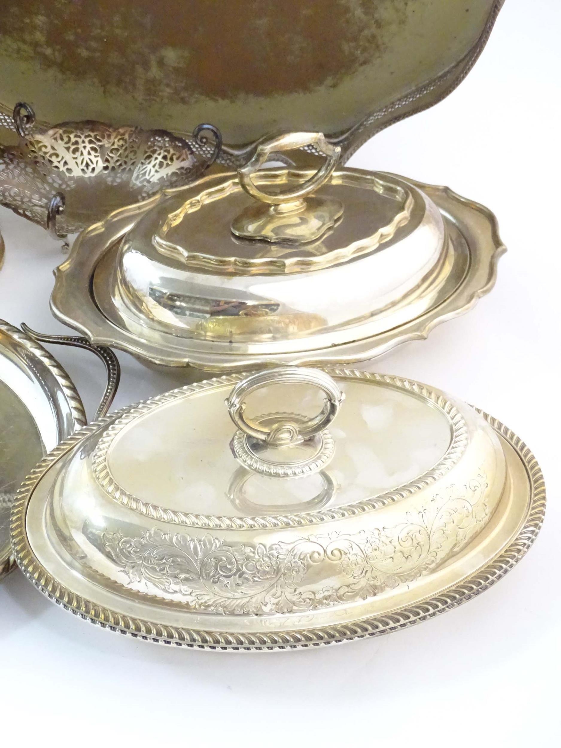 A quantity of assorted silver plated wares to include serving dishes some by Barker Ellis, - Image 5 of 11