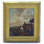Manner of Philips Wouwerman (1619-1668), Oil on board, A country landscape scene with horsemen, a