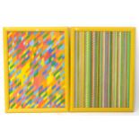 Manner of Bridget Riley (b.1931), Acrylic on board, Two abstract compositions. Approx. 29 1/2" x