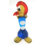 A studio glass novelty model of a stylised rooster / cockerel. In the Murano style 10 3/4" high