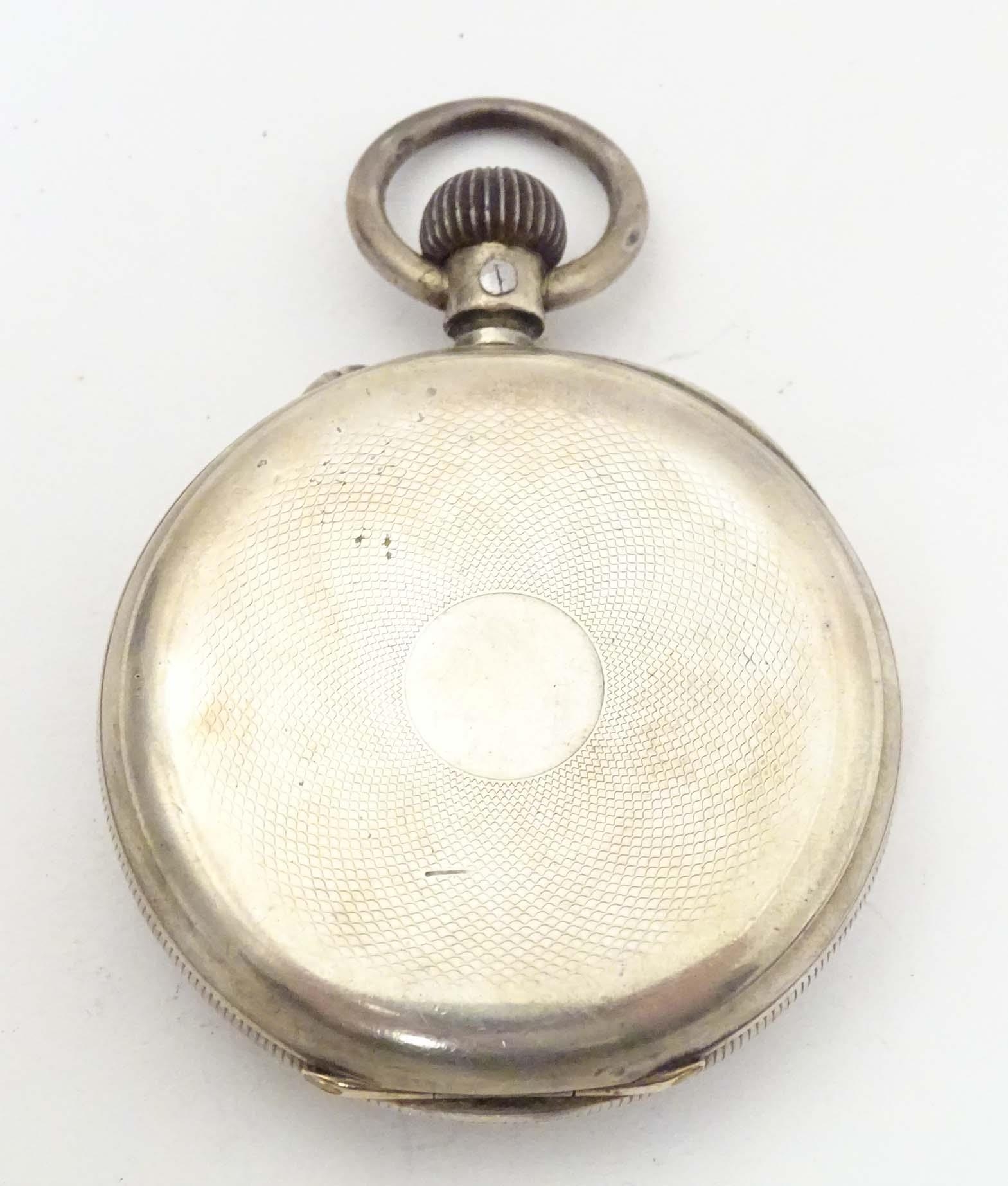A pocket watch travelling case / night stand with easel back and silver surround, hallmarked - Image 8 of 13