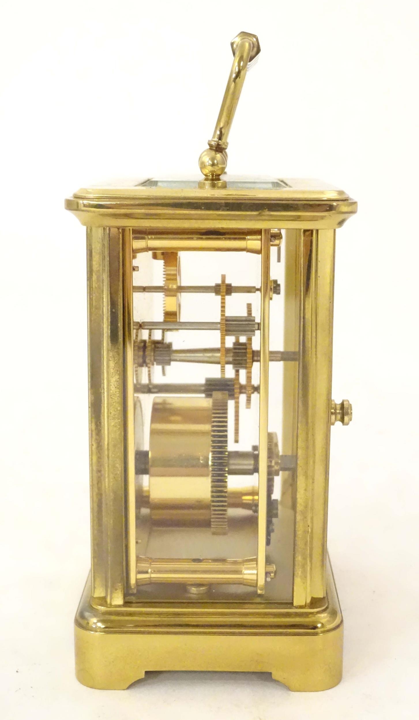 A carriage clock, the dial signed ' Cope Jewellers' the backplate stamped ' Made in England 11 - Image 9 of 9