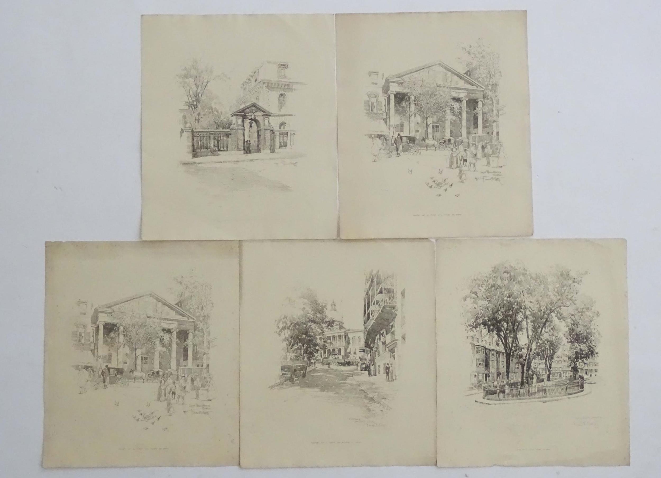 After Francis E Getty, 20th century, Five lithographs depicting various views of America to