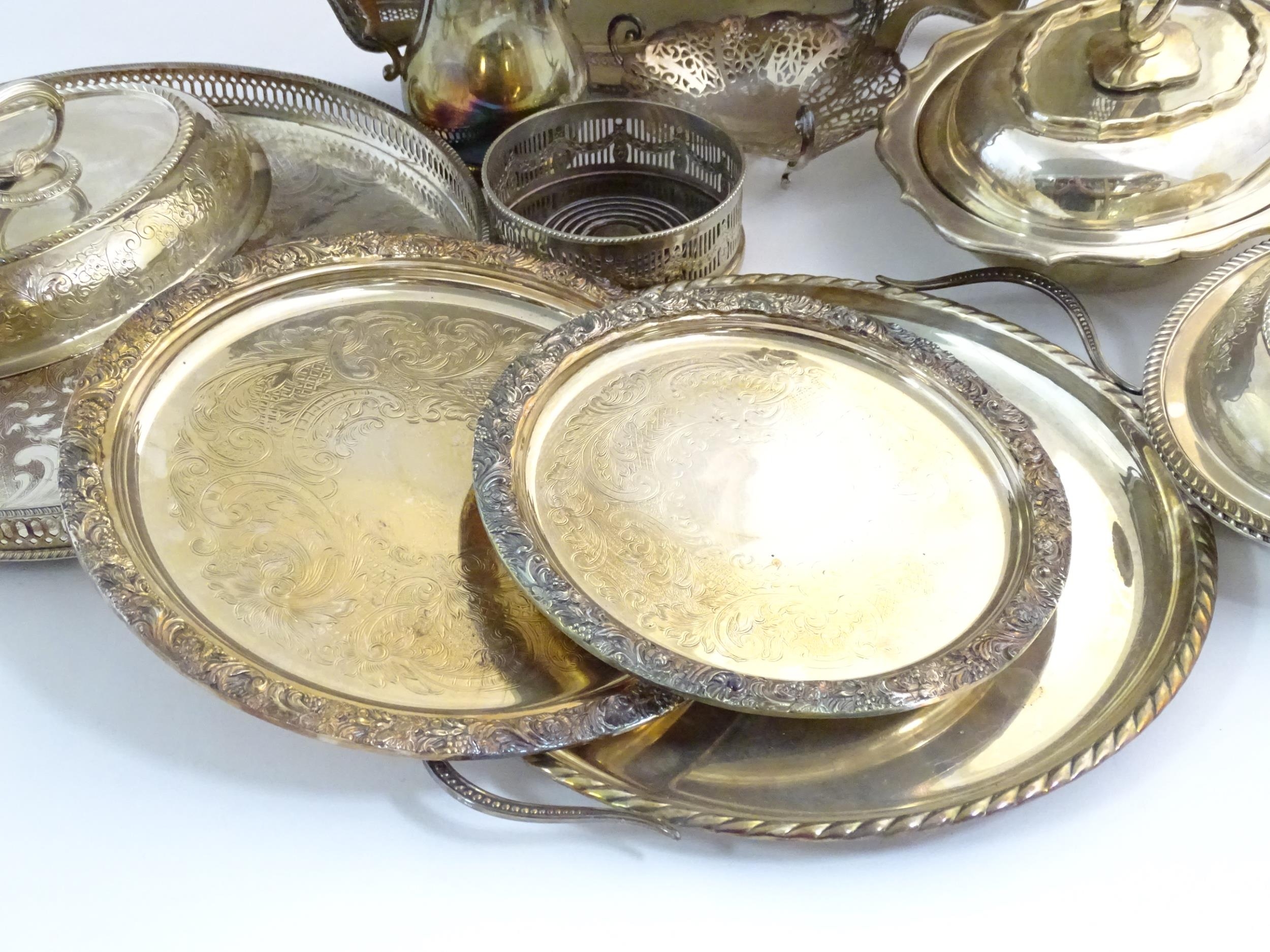 A quantity of assorted silver plated wares to include serving dishes some by Barker Ellis, - Image 3 of 11