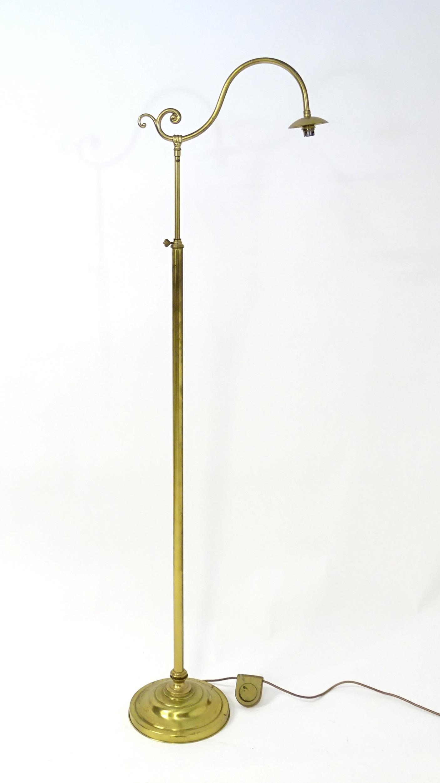 A 20thC brass standard lamp of adjustable height. Approx 75" high (fully extended) Please Note - - Image 4 of 8