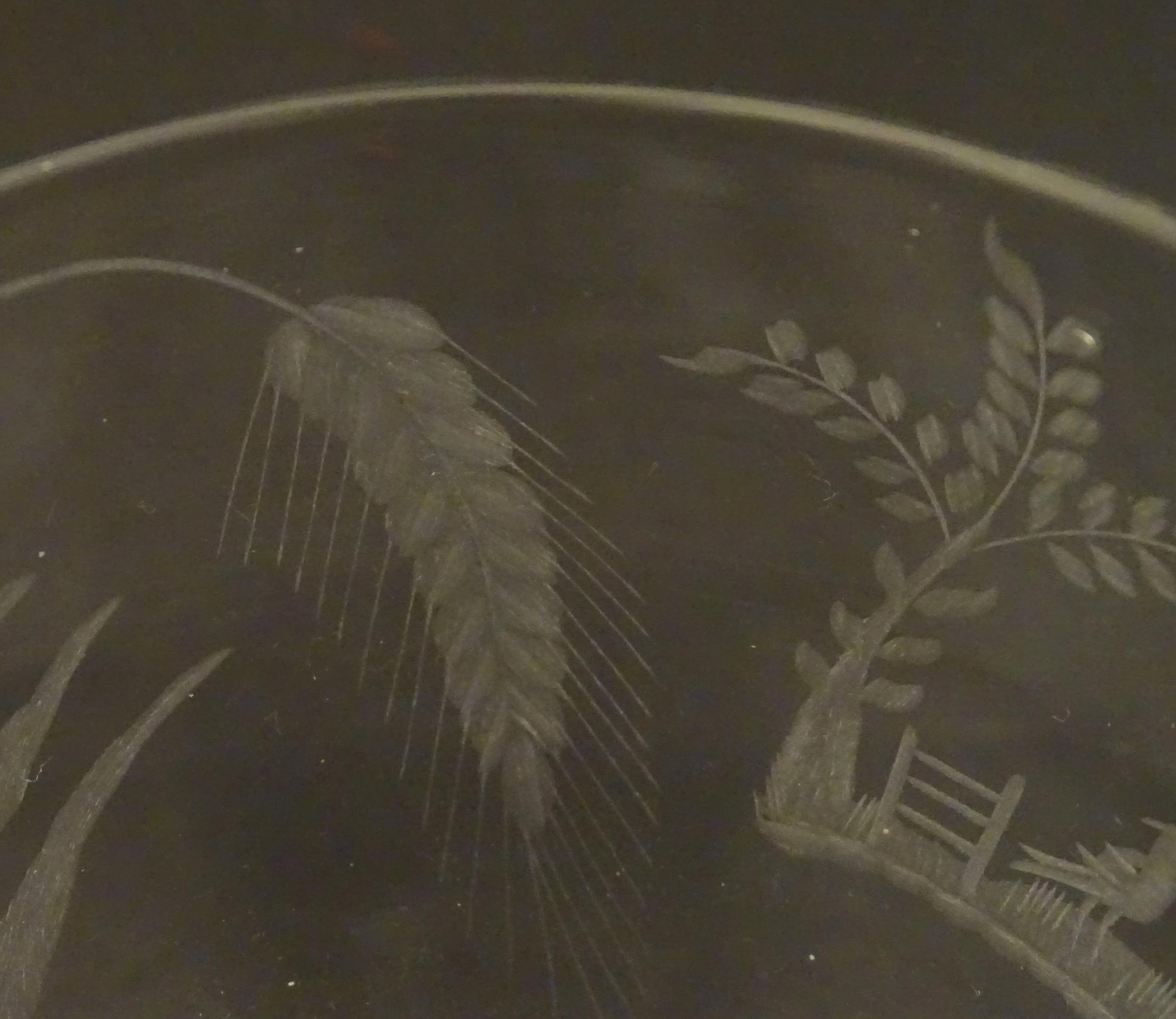 A 19thC glass rummer with engraved decoration depicting windmill and barley detail, with monogram - Image 5 of 9