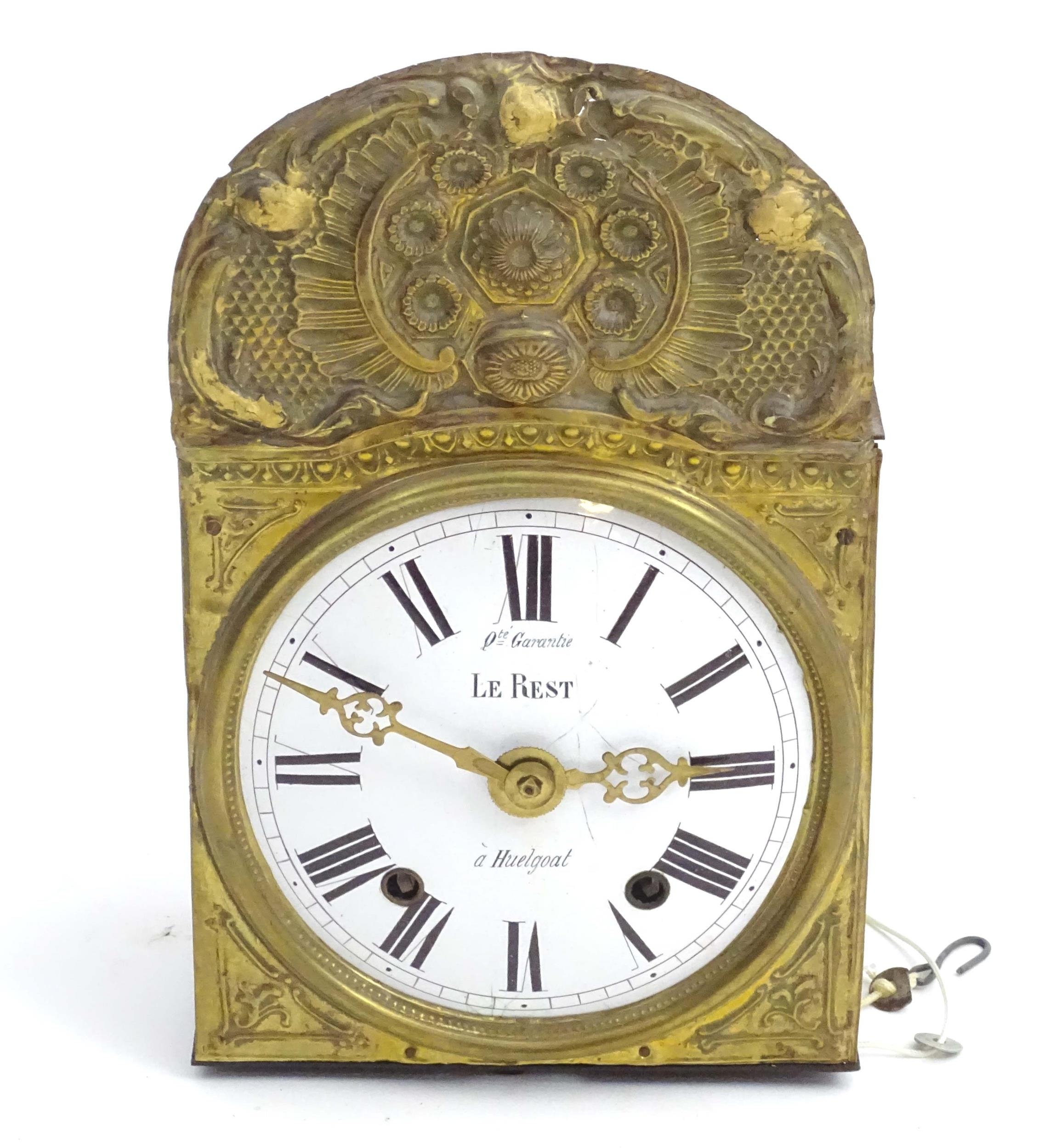 A French morbier / comtoise wall clock with enamel dial signed ' Qte Garantie, Le Rest, a - Image 7 of 10