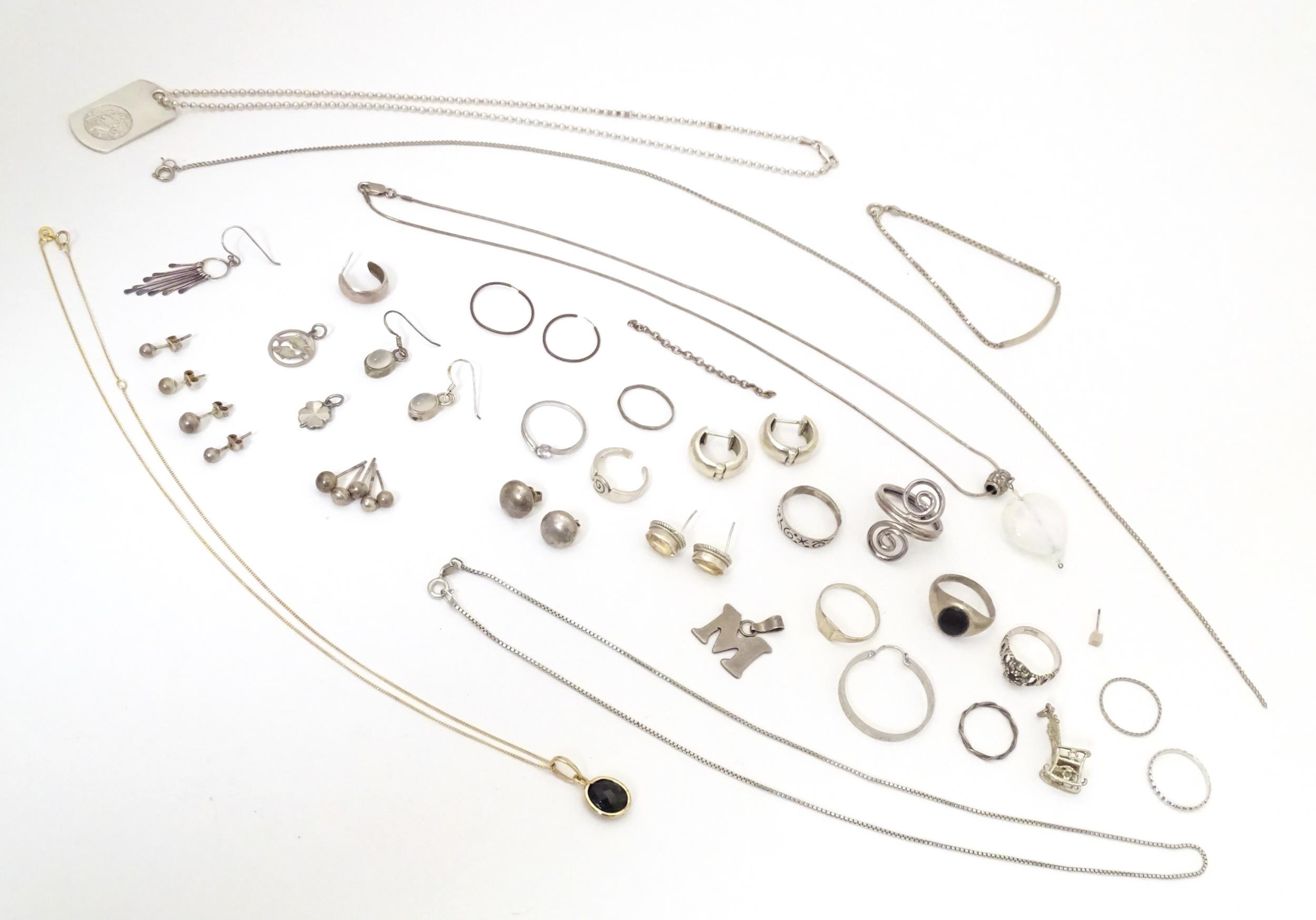 Assorted silver and white metal jewellery to include various rings, earrings, pendants, etc.