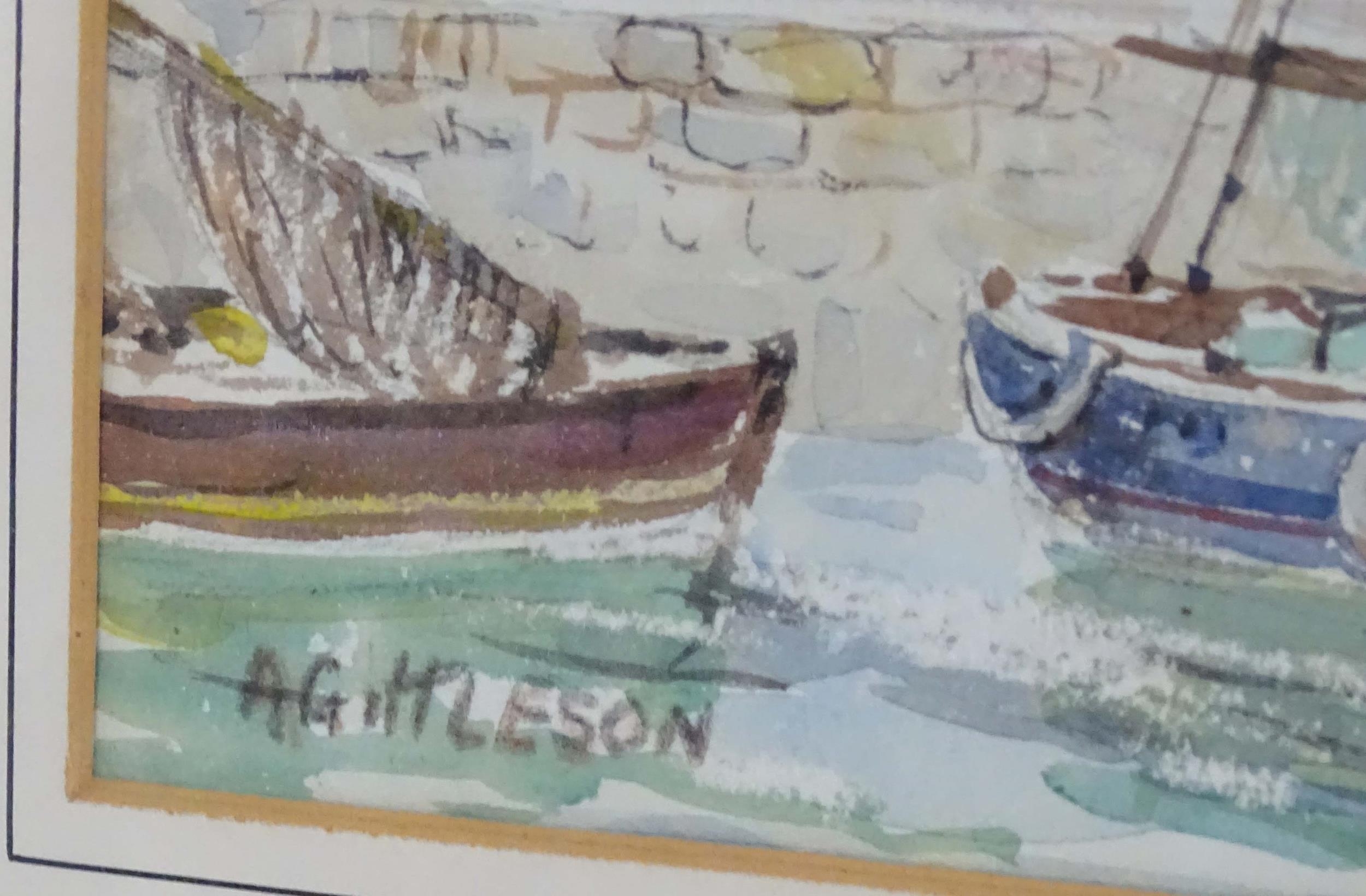 A. Gittleson, 20th century, Scottish School, Watercolour, Anstruther Harbour, Fife, Scotland. Signed - Image 4 of 5