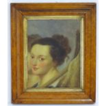 20th century, Oil on canvas laid on board, A study of the head of a young woman. Approx. 10 3/4" x 8