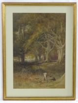 A. Marlow, 19th century, English School, Watercolour, Two figures in a wooded landscape. Signed