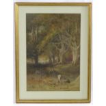 A. Marlow, 19th century, English School, Watercolour, Two figures in a wooded landscape. Signed