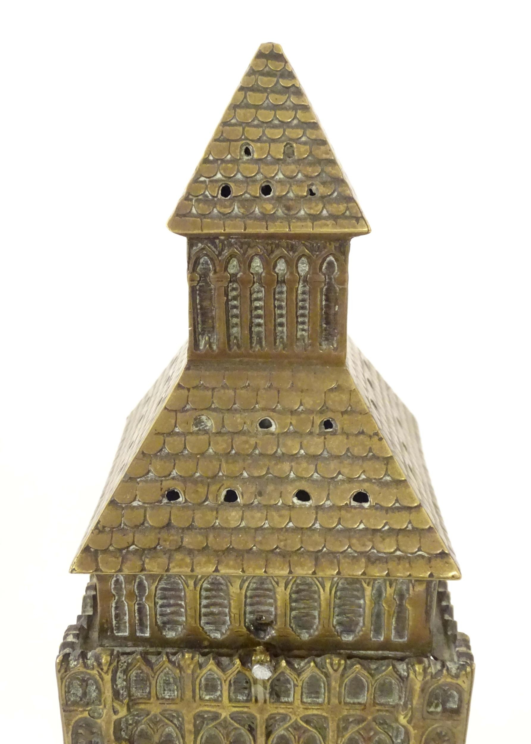 A cast brass clock case formed as Big Ben. Approx. 21 1/2" high Please Note - we do not make - Image 7 of 10