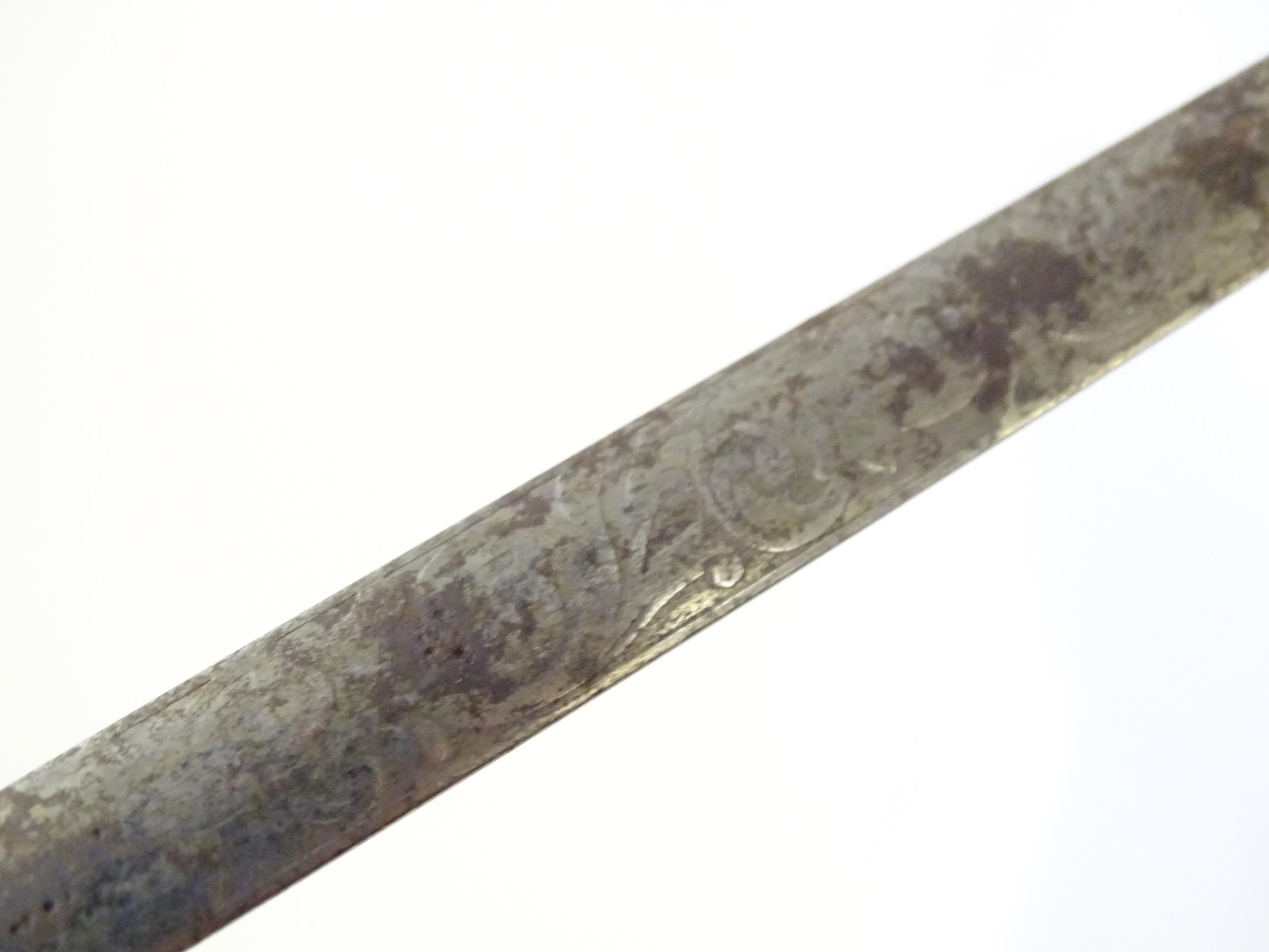 Militaria: an early to mid 20thC English court sword, the 30 3/4" steel blade decorated with - Image 13 of 15