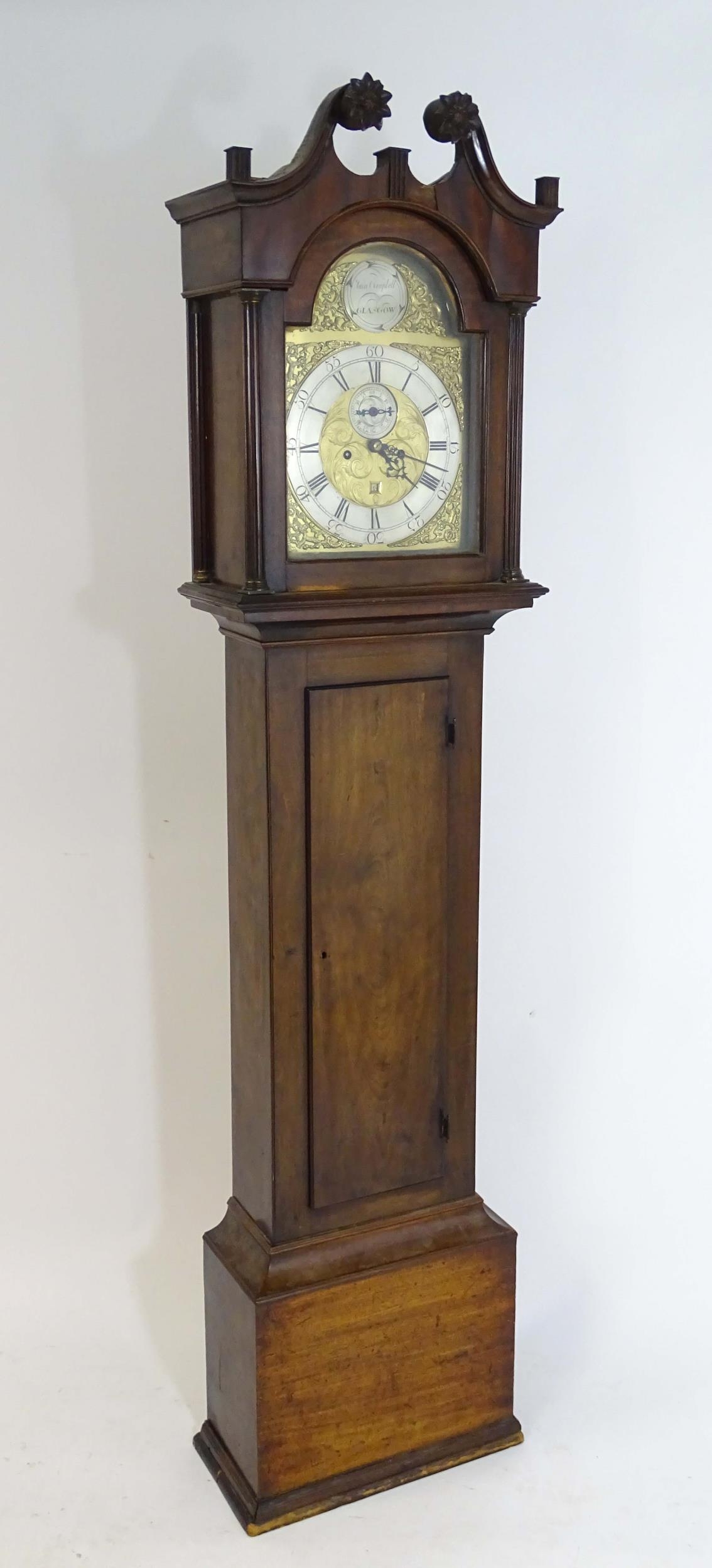 A Scottish 19thC mahogany 8-day long case clock, the brass dial with subsidiary seconds dial and - Image 3 of 15