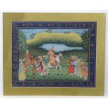 Manner of Mirza Ali (16th century), Persian School, 20th century, Bodycolour on fabric, Meeting on