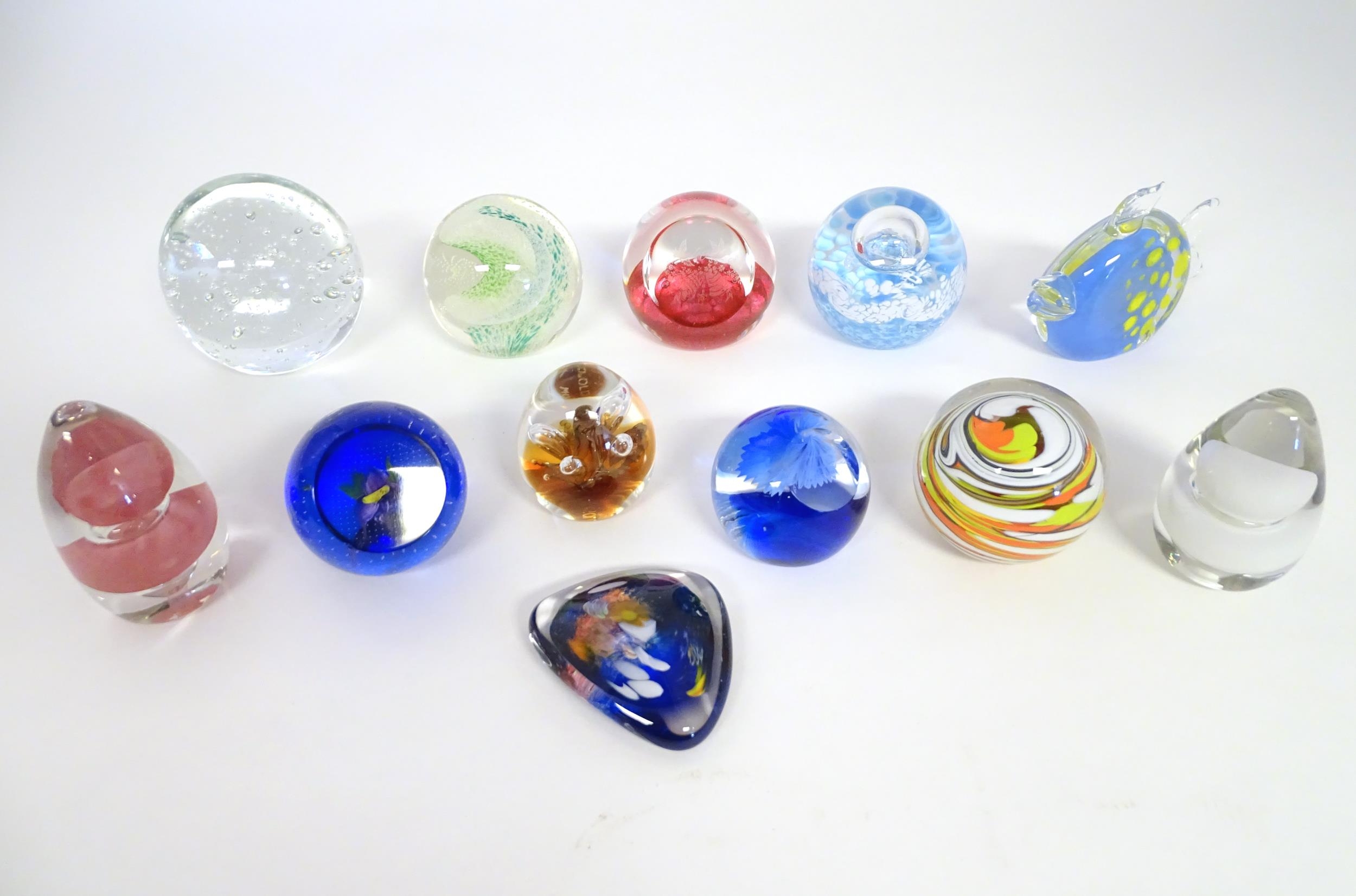 Assorted glass paperweights to include examples by Wedgwood, Caithness, M Andrews etc (12) Please