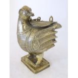 A late 19th / early 20thC Indian brass container modelled as a stylised duck with engraved