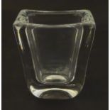 Daum glass: a clear glass vase of slight tapering rectangular form signed ' Daum France''. Approx 4"