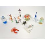 Assorted glass items to include paperweights, models of glass animals etc. (Approx 10) Please Note -