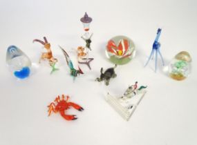 Assorted glass items to include paperweights, models of glass animals etc. (Approx 10) Please Note -