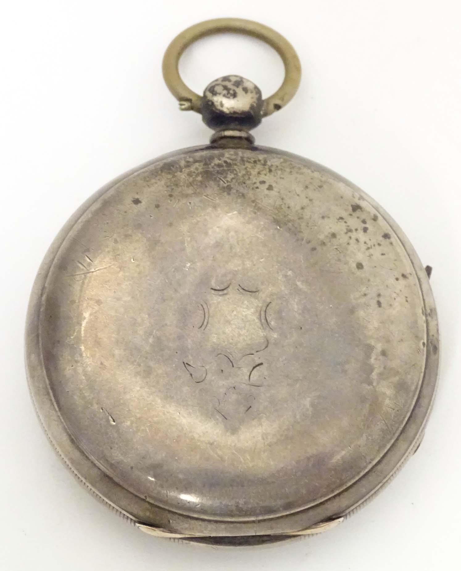 A Victorian silver pocket watch hallmarked Chester 1871, the enamel dial with inset seconds dial and - Image 13 of 18