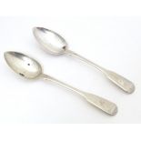 A pair of Geo III silver Fiddle pattern teaspoons, hallmarked London 1817, maker W. S. Approx. 5 3/