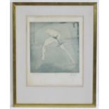 John William Mills (b. 1933), Limited edition etching, Dance Push - Mime. Signed, titled, dated (