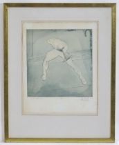 John William Mills (b. 1933), Limited edition etching, Dance Push - Mime. Signed, titled, dated (