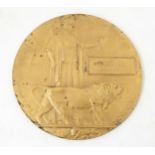 Militaria, WW1 / WWI / World War 1 / First World War : a bronze death plaque depicting Britannia and