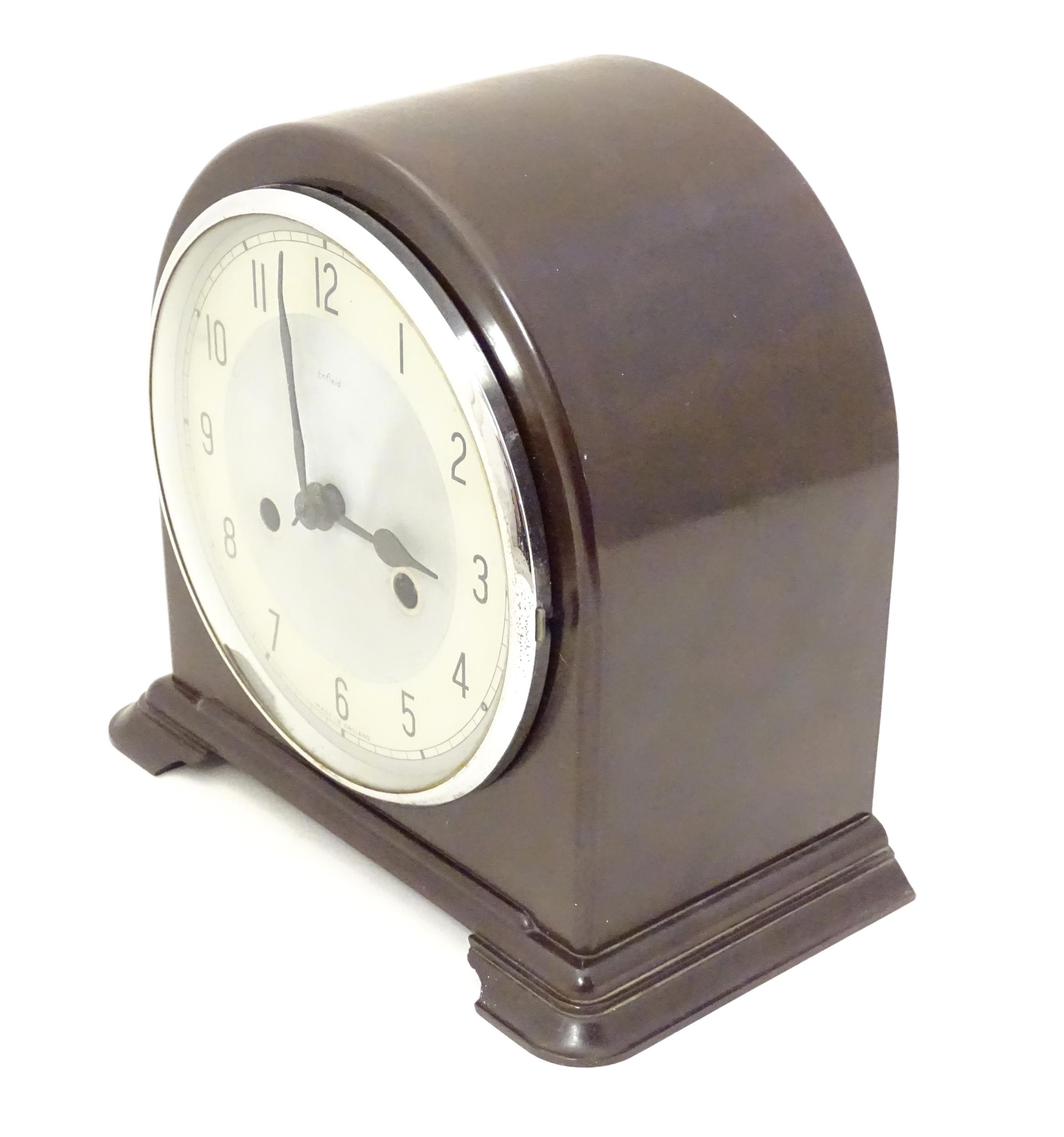 An Art Deco Smiths Enfield Bakelite cased mantel clock 8" high Please Note - we do not make - Image 5 of 13