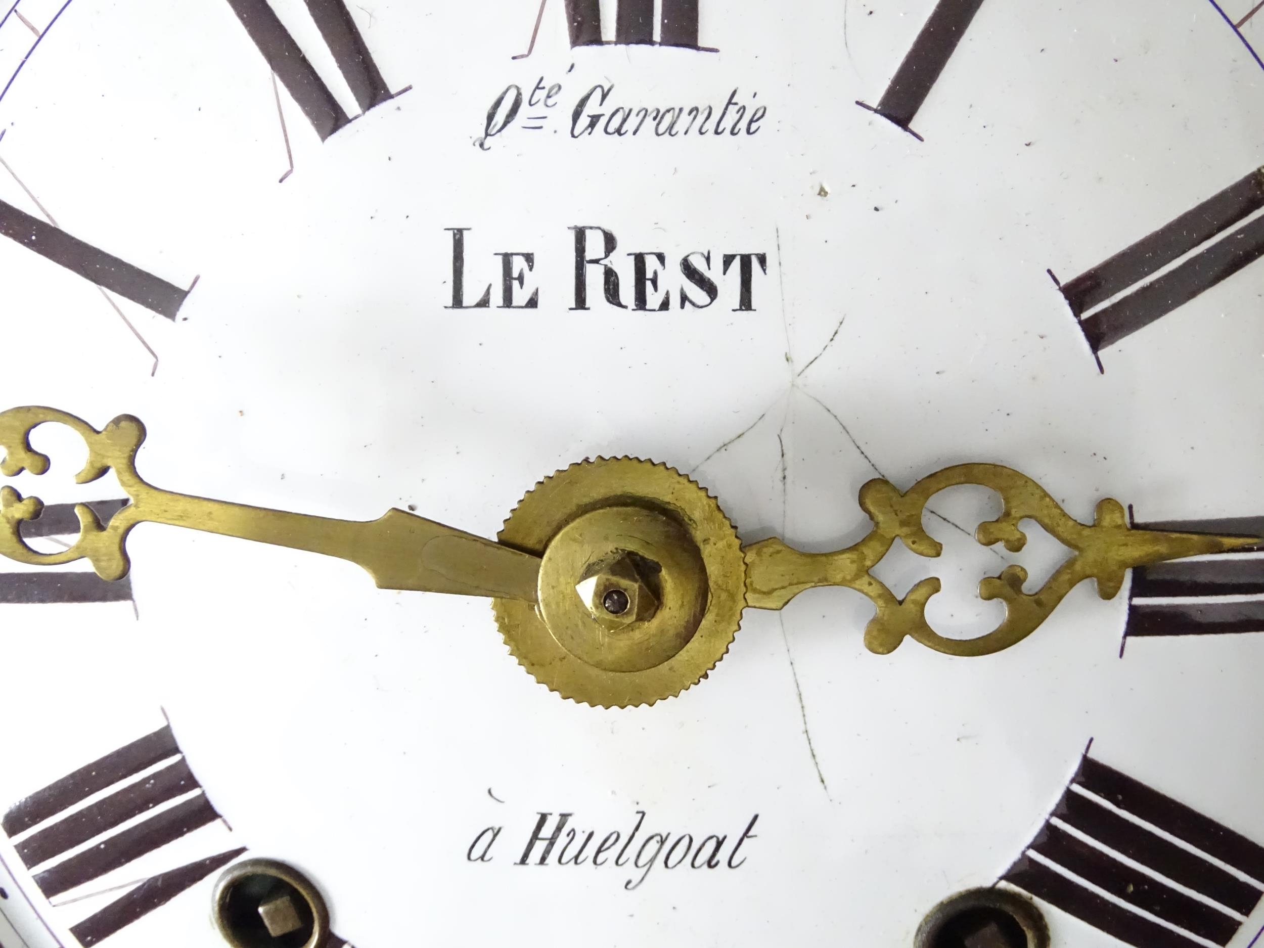A French morbier / comtoise wall clock with enamel dial signed ' Qte Garantie, Le Rest, a - Image 2 of 10