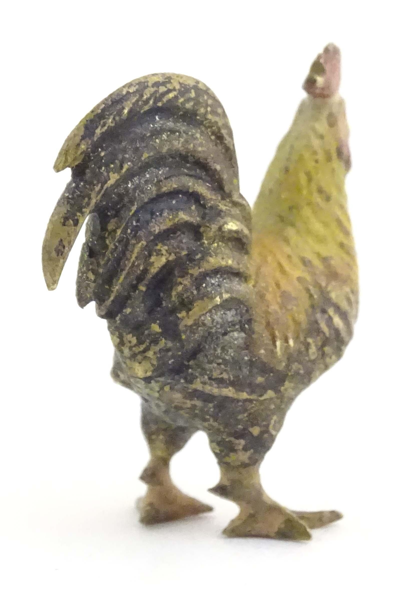 A cold painted bronze model of a cockerel / rooster. Approx. 1" high Please Note - we do not make - Image 7 of 8