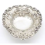 A Victorian silver bon bon dish with pierced and embossed decoration, hallmarked Birmingham 1894,