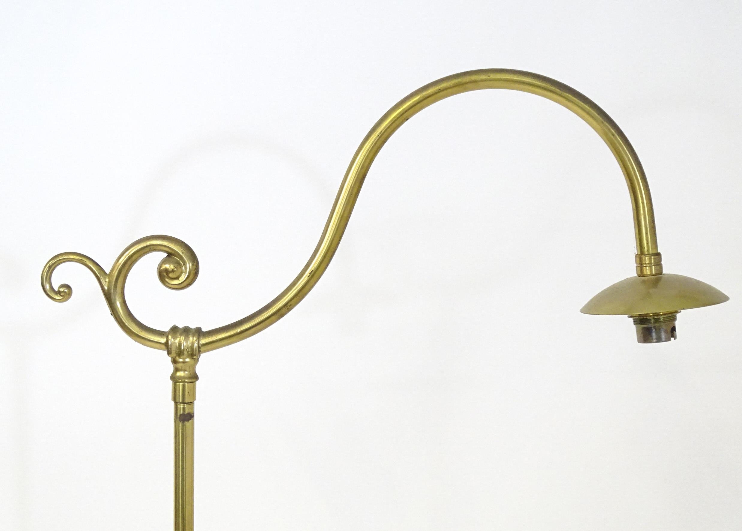 A 20thC brass standard lamp of adjustable height. Approx 75" high (fully extended) Please Note - - Image 5 of 8