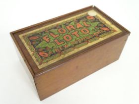 Toy: A Victorian game Floral Lotto by Jaques & Son, London. Contained within original wooden box