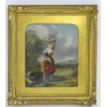 20th century, English School, Oil on board, Return from the Market, A landscape scene with a study