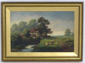 William P. Cartwright (1864-1911), Oil on canvas, Farm Buildings, Hambledon, Surrey, A landscape