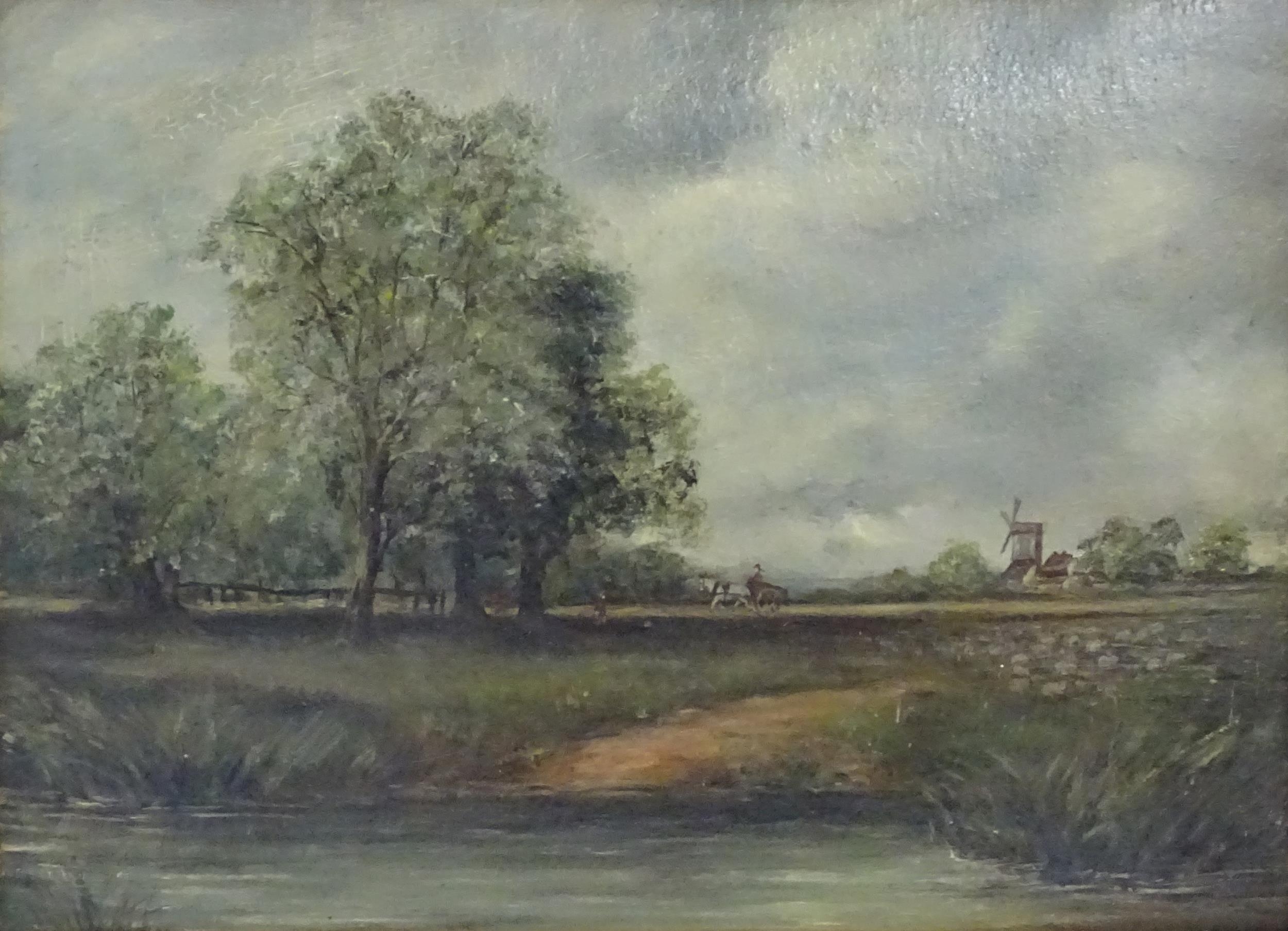 Manner of Abraham Hulk Junior (1851-1922), Oil on board, A rural landscape with a figure in a - Image 3 of 3
