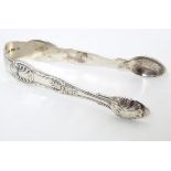Victorian silver Queens pattern sugar tongs hallmarked London 1843, maker William Eaton. Approx.