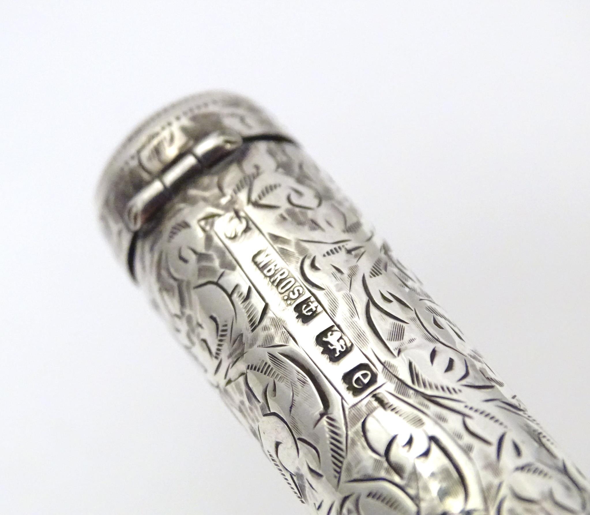 A silver cheroot mouthpiece case with engraved decoration, hallmarked Birmingham 1904, maker M. - Image 2 of 6